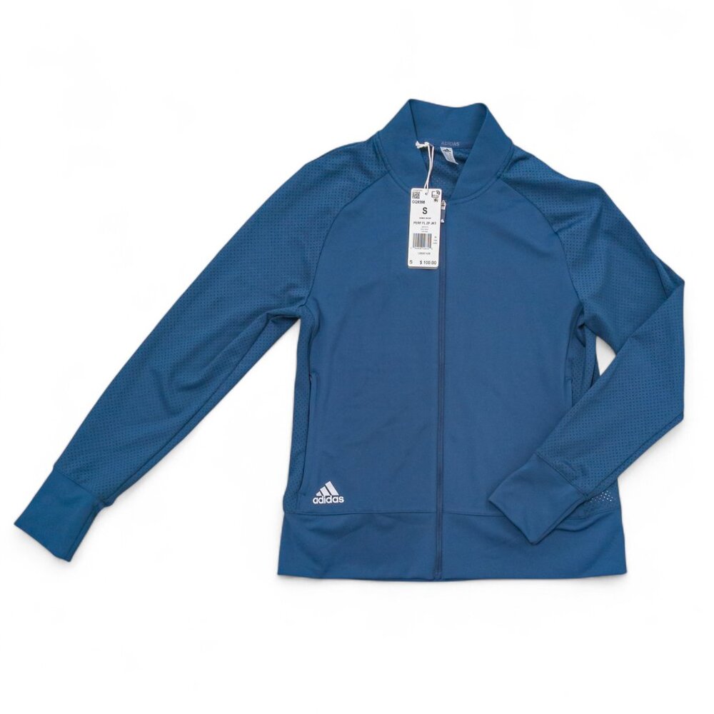 Adidas Crew-Navy Perforated Full-Zip Golf Jacket | NWT Women’s S - Picture 1 of 14